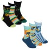 42B842: Boys 3 Pack Bamboo Cotton Rich Design Ankle Socks (Assorted Sizes)